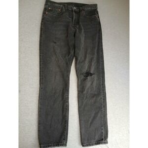 Levis Premium 501 Jeans 29x29 Womens Button Fly Black Distressed Classic Grunge